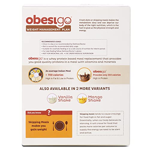 Image of Obesigo BLCD Obesigo Meal Replacement Weight Loss And Weight Management Plan (Chocolate Flavor) - 350Gm (7 Sachets Of 50G Each)