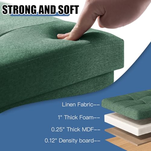Image of BRIAN & DANY 15 Inches Ottoman with Storage, Square Small Storage Ottoman Foot Rest with Legs, Ottomans Foot Stool for Dorm, Living Room, Entryway (Dark Green)