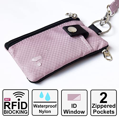 Image of CHENSPRX Minimalist RFID Blocking Small Wallet with ID Window,WaterResistant Zip Id Case Wallet with Lanyard Keychain for Cards,Cash,Travel,Women,Men