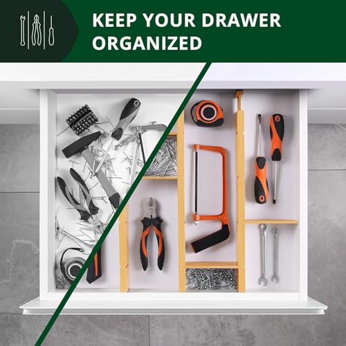 ROYAL CRAFT WOOD Adjustable Bamboo Drawer Dividers Organizers (17\" - 21.5\") with Inserts - Expandable Drawer Organization Separators for Kitchen Large Utensils, Clothes, Bedroom, 4-Pack