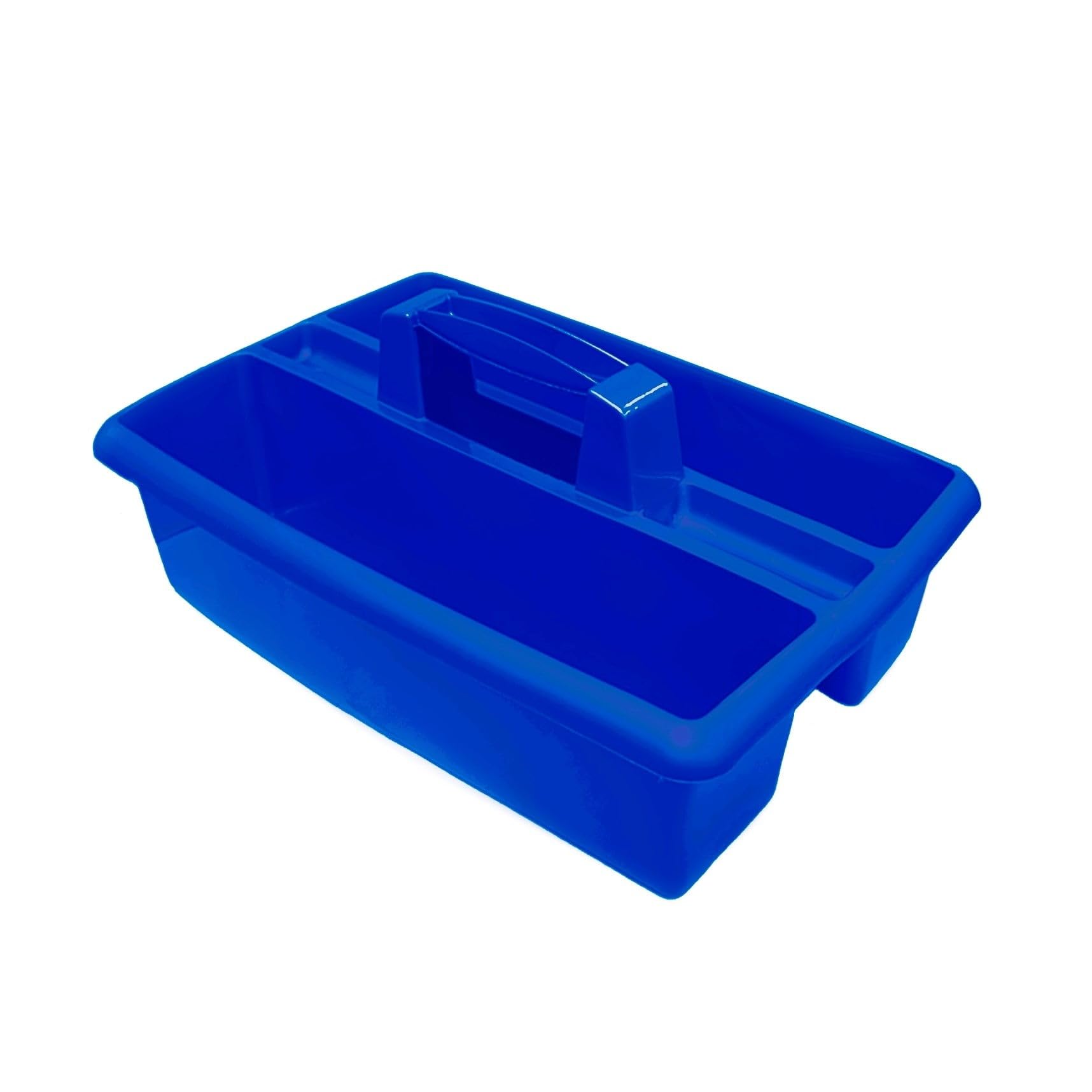 Optimal Products 2 & 3 Sections Compartments Plastic Large Caddy Kitchen Cleaning Tools Carry Tray Tidy Organiser With Handle UK (2 Compartments Blue)