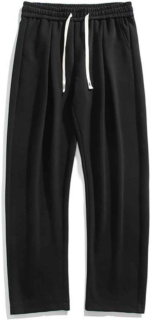Cambkatl Mens Versatile Straight Leg Sweatpants Casual Basic Solid Elastic Waist Loose Lounge Pants with Pockets