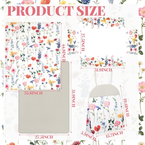 Image of Oudain 4 Piece Spring Flower Crib Bedding Set Including Spring Wild Flower Crib Skirt, Blanket, Sheet and Diaper Stacker, Soft Neutral Nursery Standard Size Baby Bedding for Baby Girls and Boys