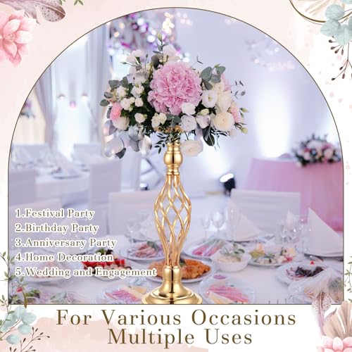 Rtteri Gold Vases for Centerpieces Metal Flower Arrangement Stand Elegant Wedding Flower Centerpieces Candelabra Holder for Wedding Reception Table Decoration Party Home, 18 x 6 x 5.5 in - Image 6