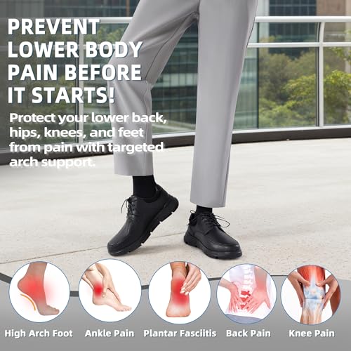 Men's Orthopedic Wide Business Leather Dress Shoes - Arch Support Plantar Fasciitis Casual Formal Wingtip Oxford - Comfortable Cap Toe Orthotics Patent Tuxedo Sneakers for Foot and Heel Pain Relief4