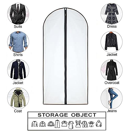 Moth Proof Garment Bags 60 x 120cm(24'' x 48'') Black Side Breathable Clear Garment Full Zipper Bags for The Winter Coats Jackets Clothes(Pack of 6) - Image 4