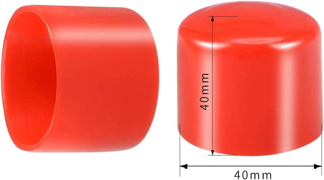 Screw Thread Protectors, PVC Rubber Round Tube Bolt Cap Plastic End Cap Cover Thread Protectors Red, Inner Dia 40mm, 50 Pcs - Image 3