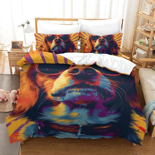 Housse de couette Golden Retriever avec taies d'oreiller