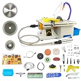 Lapidary Saw Machine for Jewelry & Rock Cutting, 110V 750W Lapidary Equipment with Adjustable Speed, Mini Table Saw with Grinding & Drilling Accessories for Gem Stones Jade Wood Beeswax
