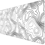 Gaming Mauspad XXL Großes Mousepad mit vernähten Kanten - Wasserdicht und rutschfest - Verbessert Präzision und Geschwindigkeit - Für PC, MacBook (weiß Gelände, 300L x 800B mm)