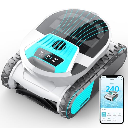 Image of Pleco Pro Cordless Robotic Pool Cleaner, Smart Navigation, 210-240 Min Runtime, Wall Climbing & Waterline Cleaning, Up to 2691 Sq.Ft, Dual-Layer Filtration for Inground Pools(Obsidian White)
