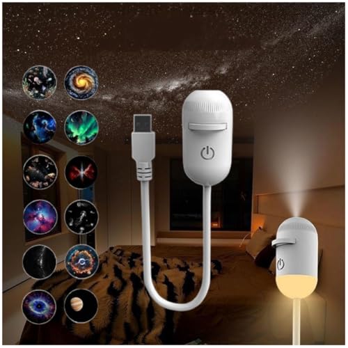 Veilleuse projecteur de galaxie 2 en 1, projecteur USB de ciel étoilé avec 3/12/24 films de projection, mini veilleuse LED lampe murale, lampe projecteur LED portable pour chambre à coucher, plafond