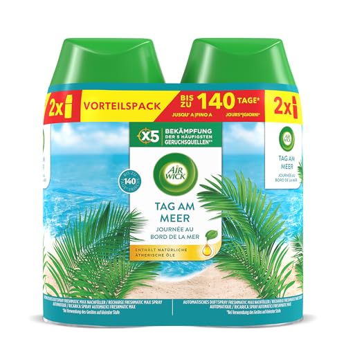 Air Wick Freshmatic Max Raumspray DUO – Nachfüller für den Air Wick Freshmatic Max – Duft: Tag am Meer – 2 x 250 ml Nachfüller