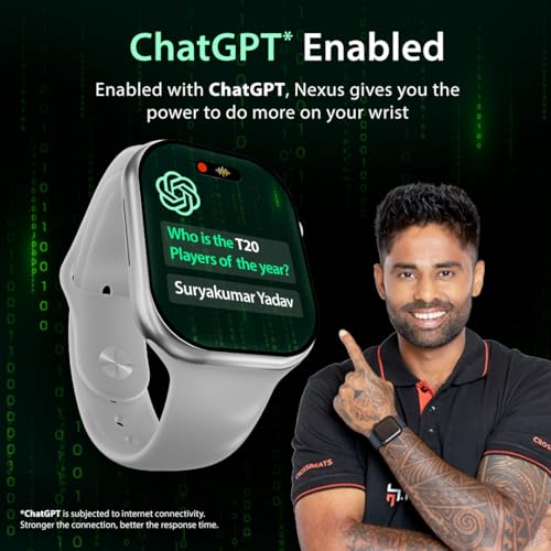 Image of CrossBeats Nexus 2.01 inch Super AMOLED Display Smart Watch with ChatGPT-Powered| Dynamic Island| 5.3 Bluetooth Calling Smartwatch| Always on| in-app GPS| 60 Hz Refresh Rate | AI Health Tracker -(Silver)