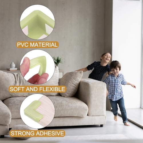 Image of uxcell Corner Protectors, 16 Pcs Table Corner Protectors, Furniture Corner Guard and Edges Safety Bumpers for Table Edges and Sharp Corners (L-Shaped, Green)