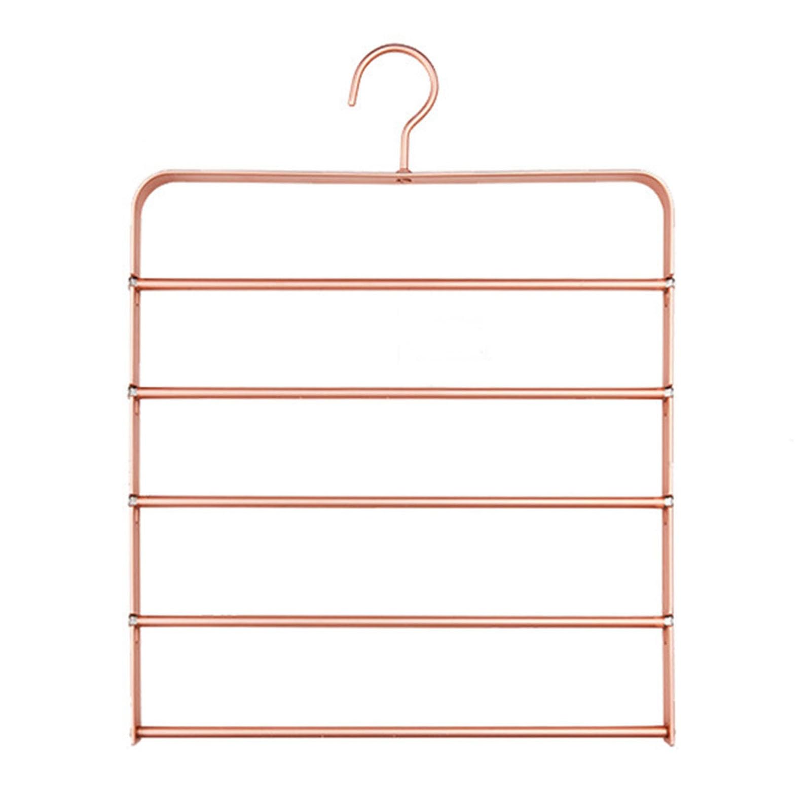 Trousers Hangers Trouser Storage Hanger Rack Clothes Scarf Space Saving(Pink)