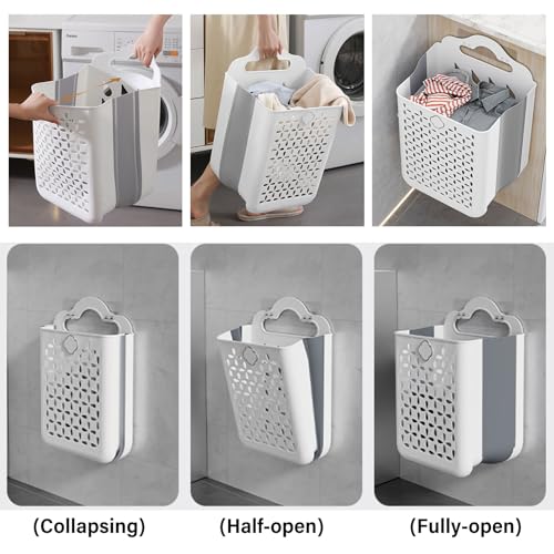 Panier à linge lavable en machine avec fixation murale solide - 7