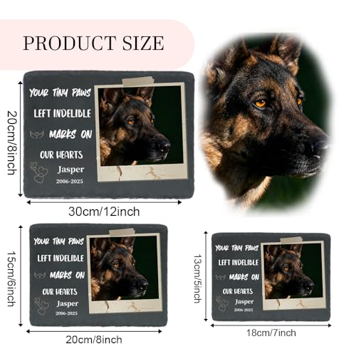 Umitive Dog Memorial Gifts for Loss of Dog, Personalized Pet Memorial Stone, Custom Dog Grave Marker with Name & Photo, Sympathy Gifts for Bereaved Pet Owners, Cemetery Decor (Style M) — view 2