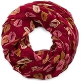 Qualität: 100% Viskose style3 Damen Loop-Schal Marilyn mit Lippen-Muster in verschiedenen Farben, SCHAL Farbe:Weinrot