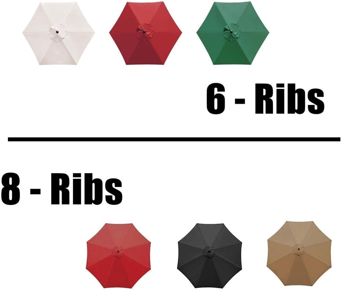 Replacement Parasol canopy, Patio Umbrella Replacement Canopy for 6.5ft/9ft/10ft 8 ribs/6 ribs, Outdoor Table Market Yard Umbrella Replacement Top Cover rainproof UV blocking(Color:Coffee,Size:3.0m/10