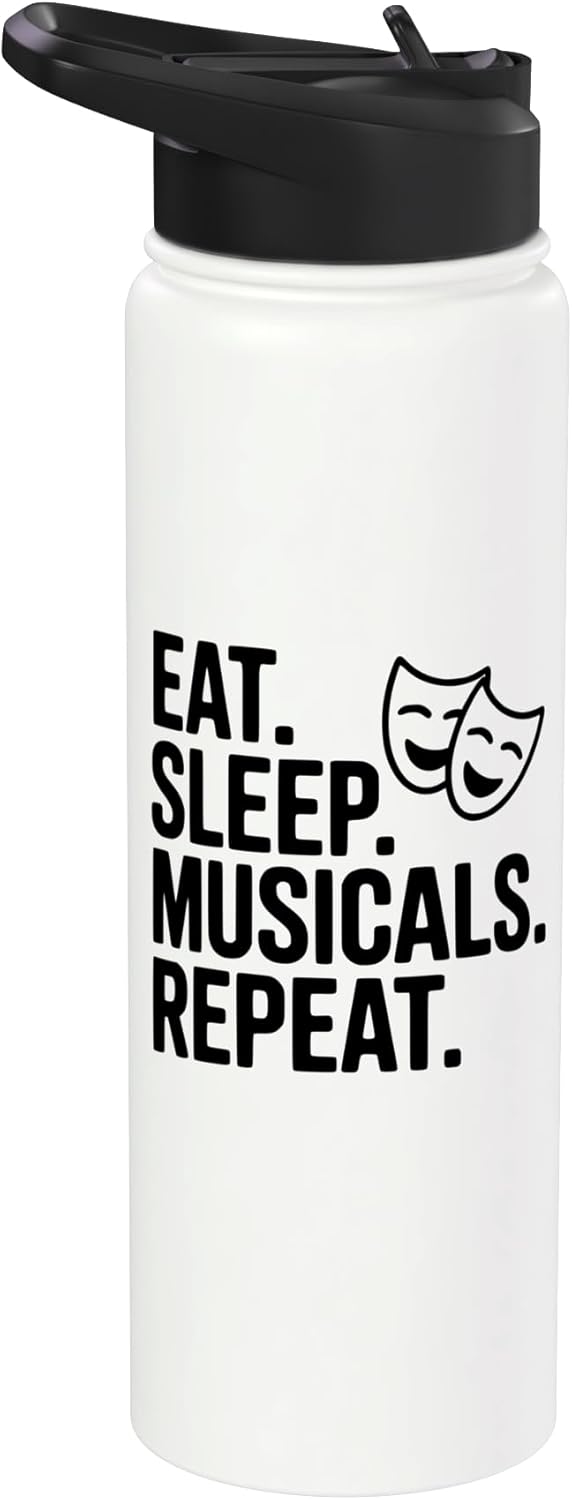 Eat Sleep Musicals Repeat Stainless Steel Insulated Water Bottle