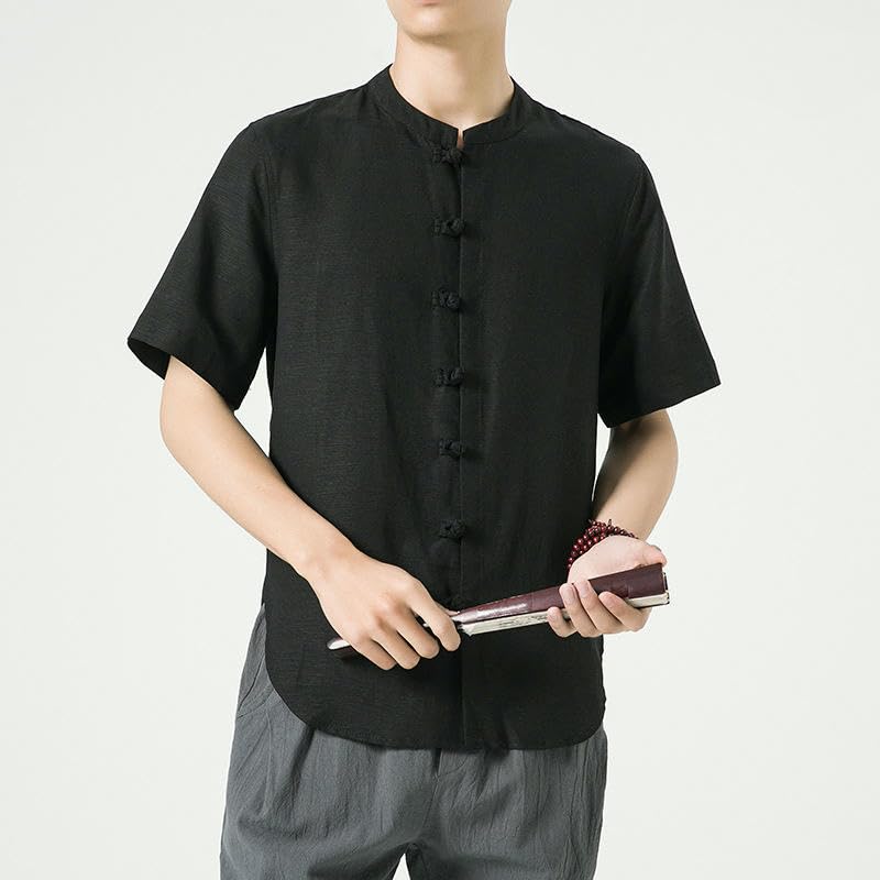 Chemise en coton lin style chinois rétro de qualité supérieure ample - 3
