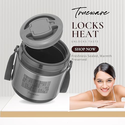 Image of Trueware Legend 3 Stainless Steel PU Insulated Hot and Cold Lunch Box with 3 SS Container 300 ML Each