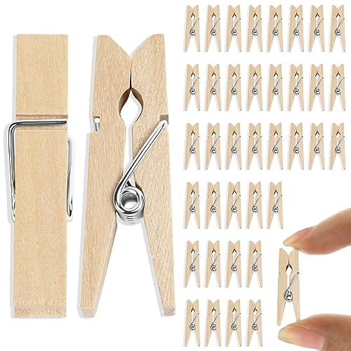 Vicloon 110PCS Mini Pinces à Linge en Bois, 25MM Petites Epingle a Linge, DIY Mini Epingle en Bois Photo pour Mariage Cartes Postales Photo Décorer (Naturel)