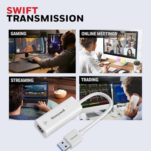 Honeywell High-Speed USB 3.1 to RJ45 Gigabit Ethernet Adapter, 10/100/1000 MBPS Network LAN Speed, for Laptop, Desktop, Gaming Console, Ultrabook, Chromebook, Plug & Play, 3 Yrs Manufacturer Warranty 4