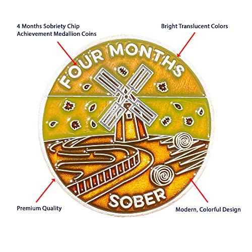 Image of The Achieve Mint 4 Months Sober Token | Four Month Sobriety Chip | Non-AA, Non-Religious Medallions for Men and Women Celebrating Sobriety