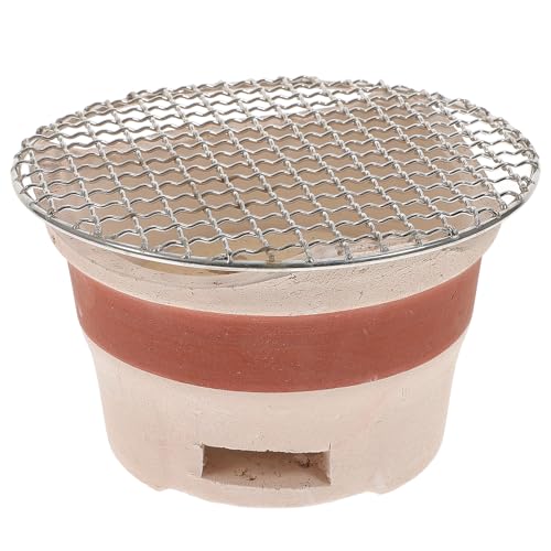 Barbecue en céramique de table brun 19 avec grille de cuisson durable
