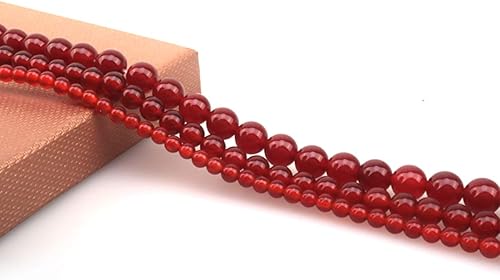 Miniatura 5 de ICAI Beads Cuentas redondas sueltas de piedra de ágata roja natural de 0.157 in para hacer joyas, manualidades, diseño de 1 hebra de 15 pulgadas