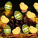 ENLACE Oster LED Lichterkette mit Küken und Eiern, 2 Meter 20 LEDs, Batteriebetrieben, Dekorative Festbeleuchtung für Ostern