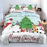 【Weihnachten Bettbezug Set】 Erhellen Sie Ihr Zimmer im Urlaubsstil mit diesem farbenfrohen Bettbezug-Set! Dieses Bettbezug-Set präsentiert verschiedene Drucke, perfekt für die Ferien- und Wintersaison. Zu Weihnachten ist das rote Bettbezug-Queen-Set ein gutes Geschenk für Mama, Papa, Schwester, Bruder und andere Lieben.