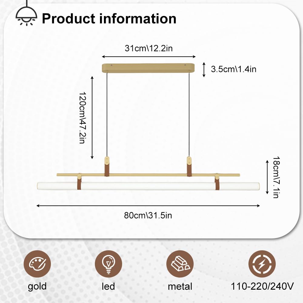 Lampada a Sospensione a LED Minimalista, dimmerabile, lineare, Moderna, Lunga, a Sospensione, con Telecomando, per Isola Cucina, Ufficio, Tavolo da Pranzo, lampade a Sospensione