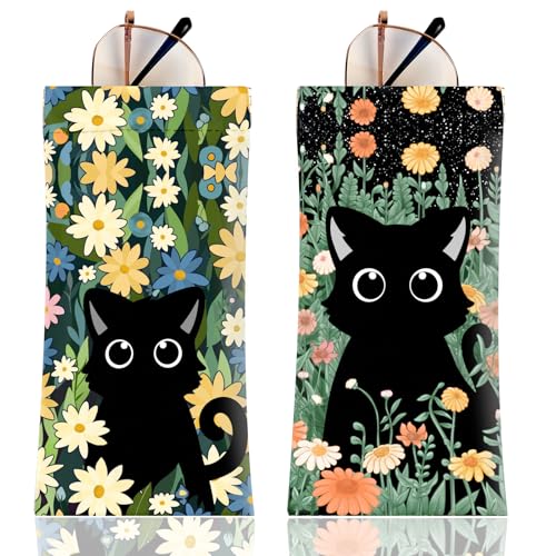 Image of Anikathy 2Pcs Sunglass Eyeglass Glasses Case Soft PU Leather with Cleaning Cloth Portable Glasses Pouch Bag for Men Women