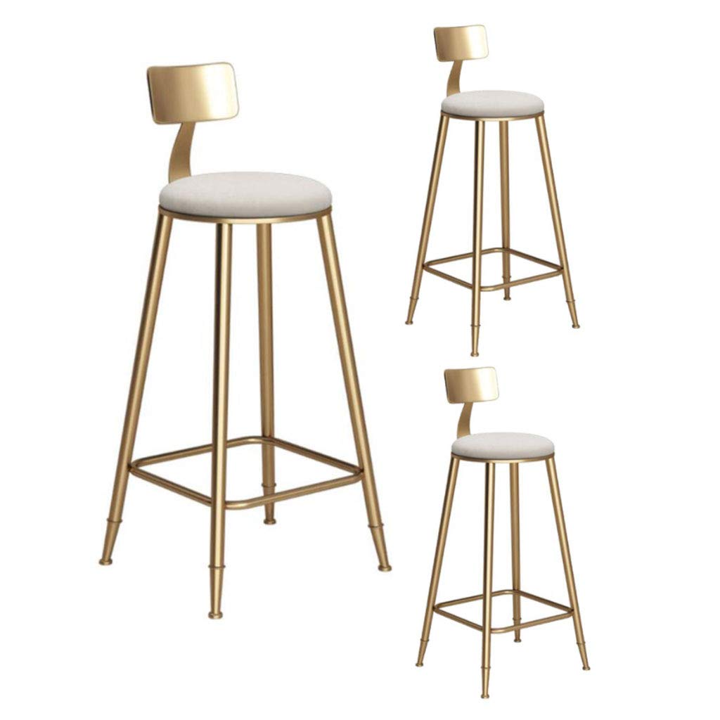 Tabouret haut en fer forgé doré 76 cm et cuir PU pour bar - 7