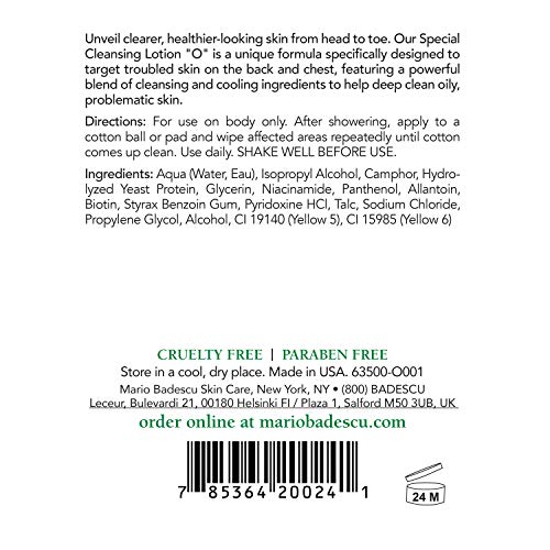 Mario Badescu Special Cleansing Lotion "O" Toner For Oily Skin |Body Toner That Minimizes Pores And Evens Skin Tone |Formulated With Cucumber Extract & Niacinamide| 16 Fl Oz (Pack Of 1) #TOP1