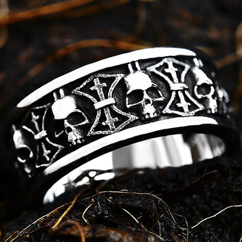 Image of Death Skull Ring for Men Stainless Steel Jewelry Biker Rings Scary Death Ring Skull for Gifts