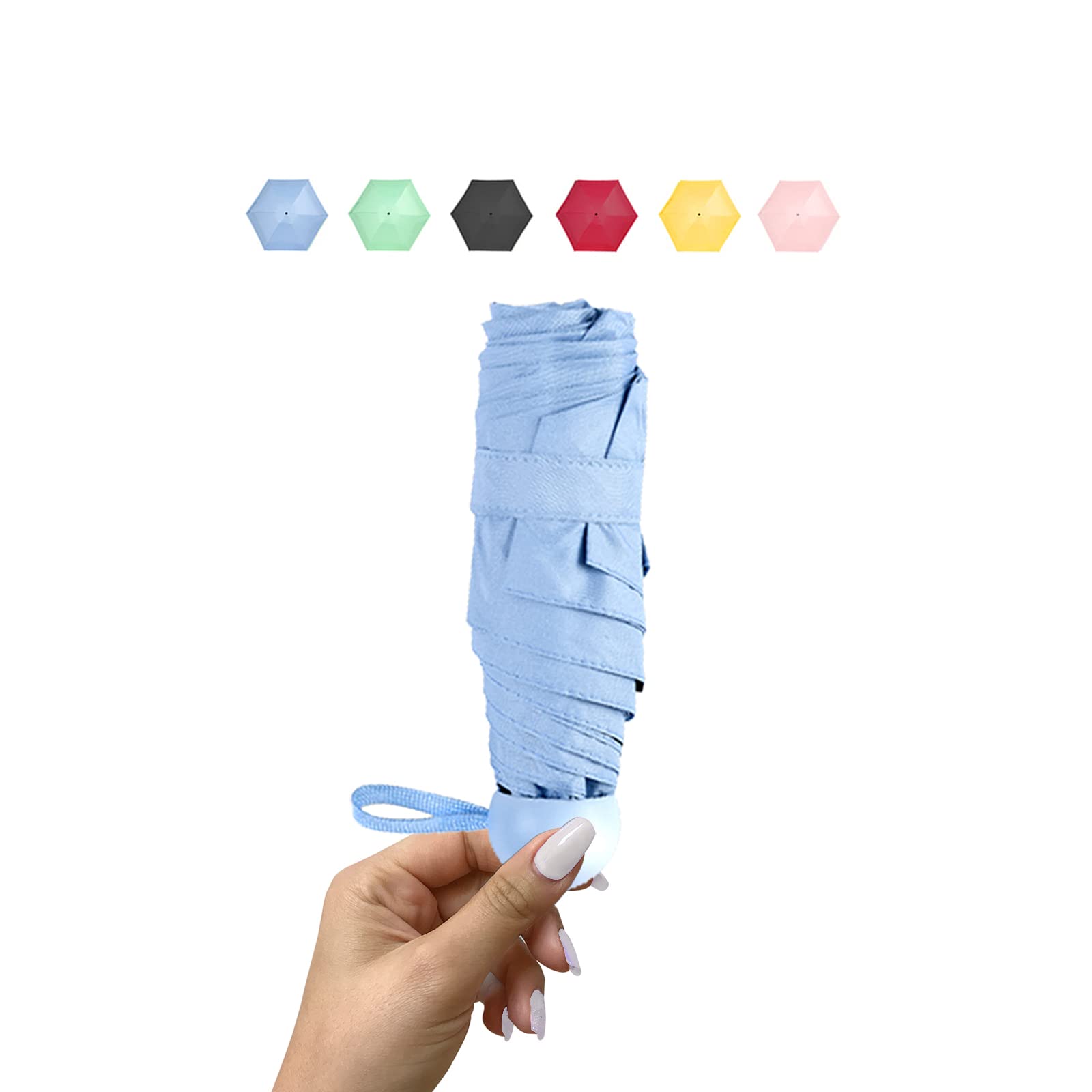 ALFROTEY Mini Folding Travel Umbrella for Rain with Anti-UV Protection Lightweight Small Compact Umbrella for Backpack and Purse Ideal Travel Umbrella for Women and Girls