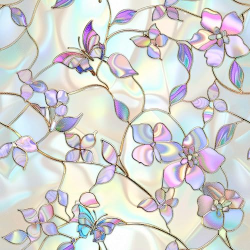 IVN Iridescent Pearl Floral Peel and Stick Floor Tiles 12x12 Inch 10PCS