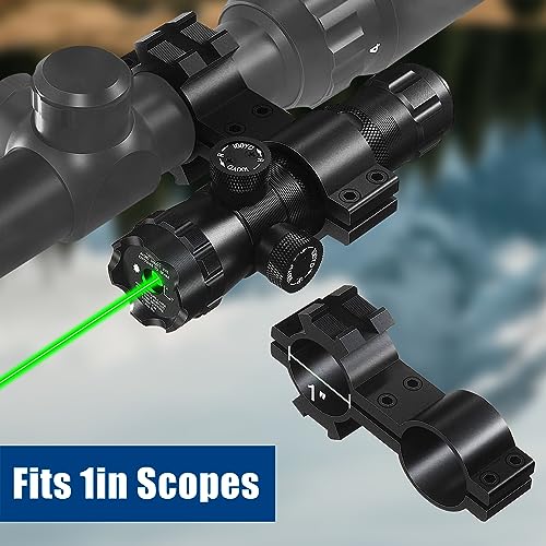 UUQ Hunting Airsoft Gun Lasers - Military Grade Green Laser Sight for Rifle with 20mm Picatinny Mount & 1\'\' Ring Mount Adapter, Remote Pressure Switch,Battery Dot for Accurate and Reliable Performance