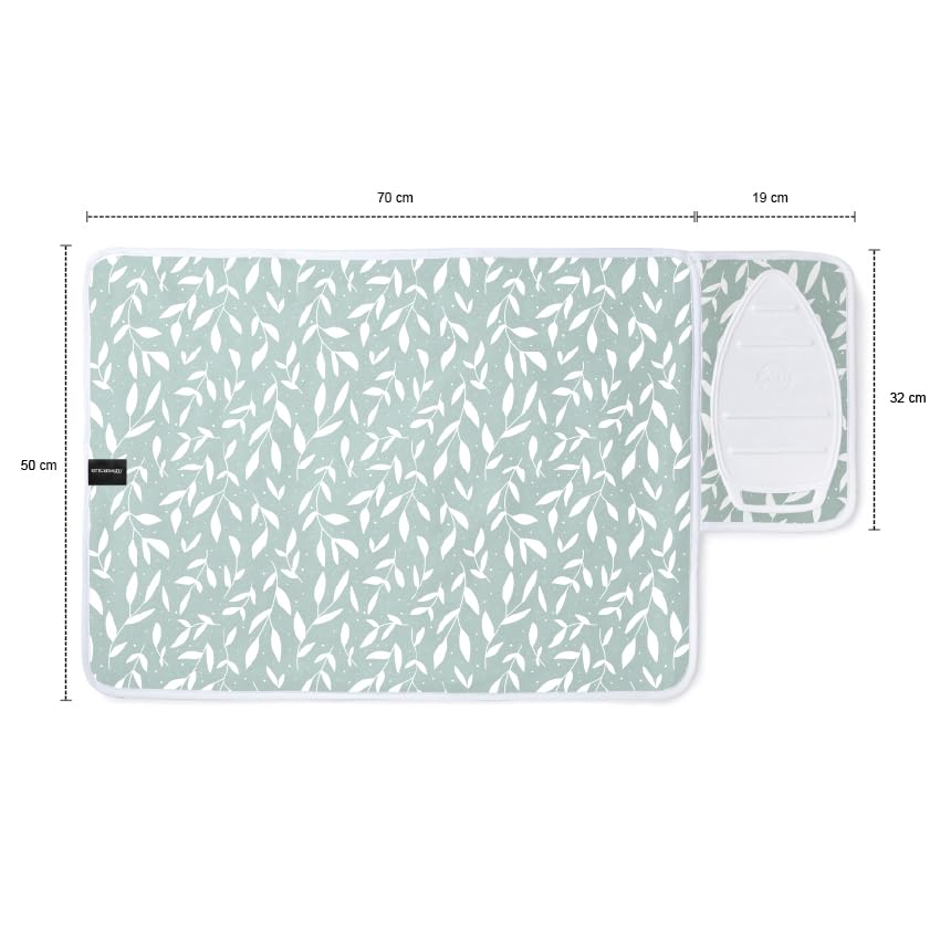 Image of Encasa XO Ironing Mat, 3mm Felt Padding, Silicone Iron Rest Green