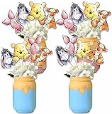 16Pcs Classic Winnie Table Centerpieces Baby Shower Decorations Centerpiece Sticks Oh Baby Centerpieces Tables Toppers for Boys Kids Party Supplies