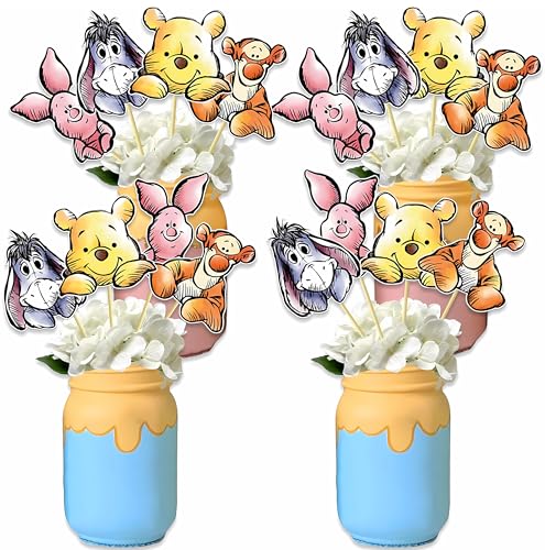 16Pcs Classic Winnie Table Centerpieces Baby Shower Decorations Centerpiece Sticks Oh Baby Centerpieces Tables Toppers for Boys Kids Party Supplies