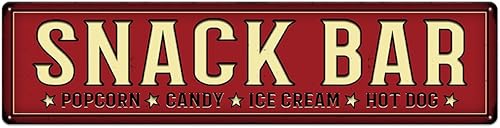 Letrero de metal con diseño de palomitas de maíz, helado, perro caliente, letrero de metal vintage, póster de arte vintage, bar, pub, cafetería,