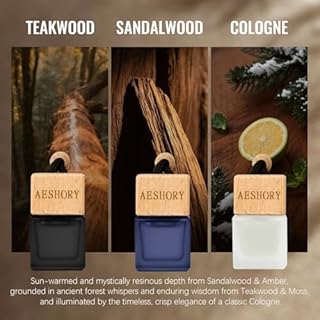 Aeshory Car Air Freshener Hanging 3 Pack – Wood Car Freshener - Sandalwood & Teakwood & Cologne Scents,Car Fresheners Long Lasting Up to 60 Days, Car Air Freshener Men,0.27 FL OZ/8ML