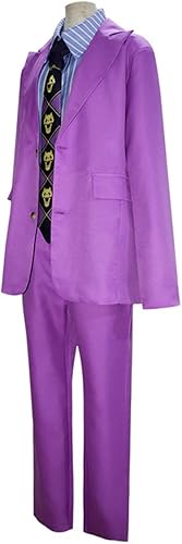 Miniatura 4 de Weixu Disfraz de anime Kira Yoshikage para cosplay, color morado, uniforme de Halloween, juego de rol, trajes de fiesta