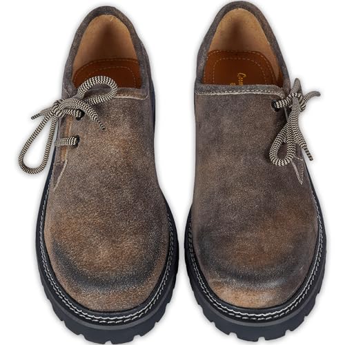German Wear Haferlschuhe Trachtenschuhe Original Handmachart Trachten Lederschuhe aus Wildleder Echtleder Schuhe (Antikbraun, EU Schuhgrößensystem, Erwachsene, Numerisch, M, 45)