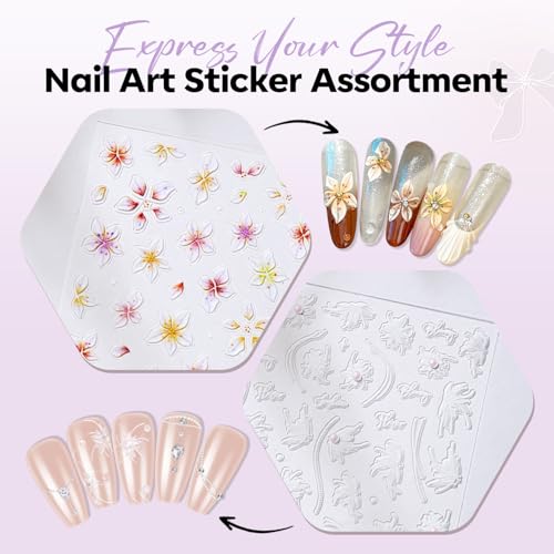 Pegatinas para uñas 3D con diseño floral elegante miniatura 2